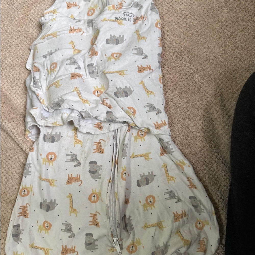 Halo Sleep Sack - White with Orange and Gray Animal Print